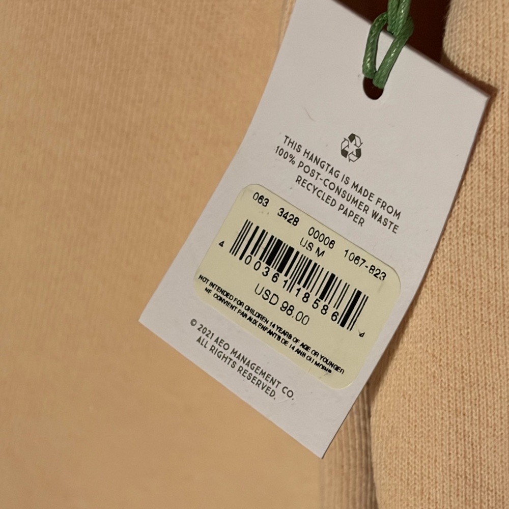 NWT AE77 French Terry Raglan Sweatshirt Cream Minimalist Crewneck Size M - Picture 3 of 4